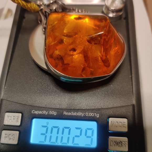 Stunning Genuine Baltic Amber Pendant Art Nouveau style Sterling Silver 925 - Picture 12 of 16